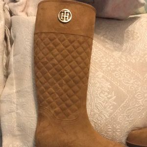Tommy Hifiger boots, new, camel suede, brown, knee high